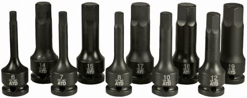 ATD Tools 4605 1/2" Drive 10-Piece Metric Impact Hex Driver Set