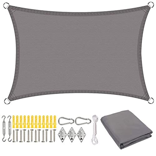 CHBIN Sun Shade Sail 4.5x7m UV Block Awning Waterproof Dustproof and Windproof Resistant Durable for Outdoor Patios Backyard Pergola Decking, Light Gray