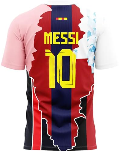 Image of Football Soccer Barce Messi 10 Jersey Set Football T-Shirt with Black Shorts (Kid's, Boy's & Men's)