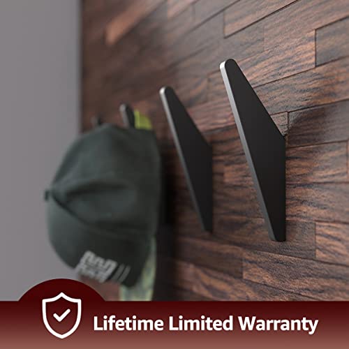 COCOYA 4Pack Metal Wall Hooks, Minimalist Coat Hooks Matte Black Simple Modern Easy Install Wall Mount Heavy Duty Aluminum Mid Century Entryway Bathroom, for Hanging Hat Purses Backpack Towel