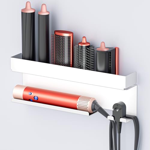 YYBO Support Seche Cheveux Mural sans percage, Porte Seche Cheveux et Lisseur, Support Mural pour sèche-Cheveux, Rangement Styler Curling Accessoires, Support...