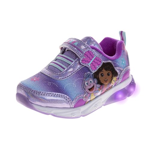 Dora The Explorer Shoes LED Light Up Sneakers - Dora Backpack Boots Athletic Lightweight Breathable Shoe for Kids (Sizes: 6-10 Toddler / 11 Little Kid)