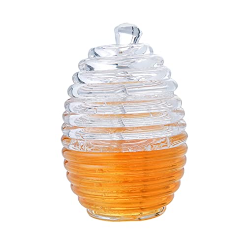 BRIGHTFUFU Pot Acylic Honey Jar Glass Dipper Jar for Syrup Storage Honey Container Juice Dispenser