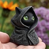 Photo Gallery zilimontt incantevole statuetta di gatto nero con cappuccio con occhi di smeraldo, decorazione gotica per halloween, statua artigianale in resina di alta qualità, 8 cm, per libreria e spazio di Photo Gallery zilimontt incantevole statuetta di gatto nero con cappuccio con occhi di smeraldo, decorazione gotica per halloween, statua artigianale in resina di alta qualità, 8 cm, per libreria e spazio di