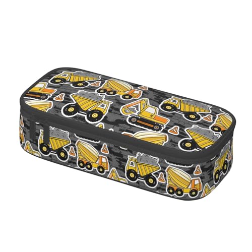 Image of Construction Car Truck Excavator Pencil Case Big Capacity Storage Pencil Pouch Stationery Bags With Zipper Portable Pen Holder Box Organizer For Boys Kids Student College School Office Supplies