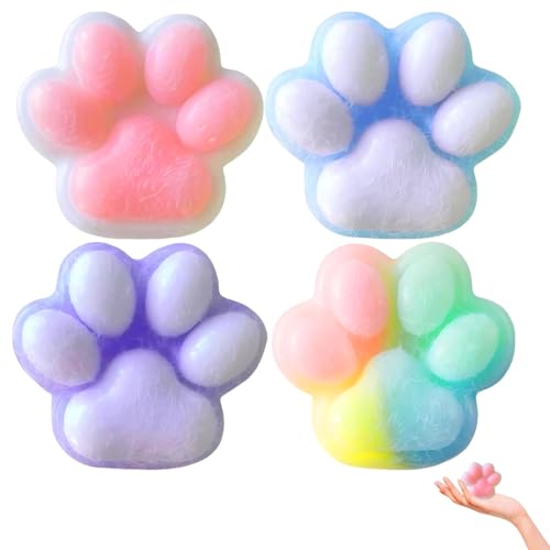 Juego de 4 piezas Squishy Pata Squishies, juguete antiestrés hecho a mano, juguete antiestrés, patas de gato para aliviar el estrés, alivio del estrés para niños y niñas regalo