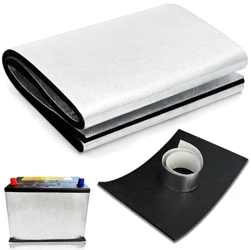 Universal Battery Blanket Car Battery Insulation Kit Heat Shield Blanket for Cold Weather&Heat Protection Thermal Wrap Fits Truck, RV, 4WD Vehicles & Automotive Batteries (40"x7" ,5mm Thickness)