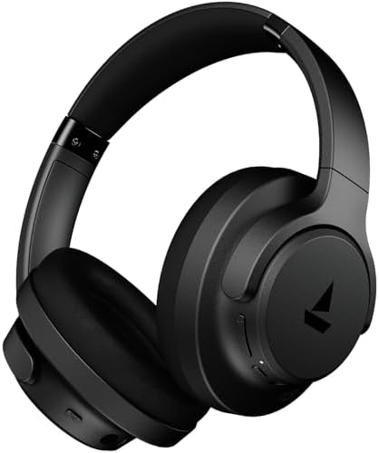 Boat Rockerz 512 ANC,(~40dB) Hybrid ANC, 80H Battery, 40mm Drivers, 40ms Low Latency, ENx Tech,Stream Ad Free Music via App Support, Bluetooth Headphones, Wireless Headphone with Mic (Cosmic Black)