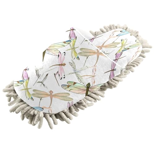 Kigai Dragonflies Mop Slippers for Floor Cleaning, Slippers for Women Men, Microfiber Floor Cleaning, L