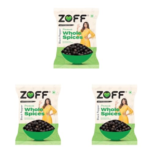 Image of Zoff black pepper- Premium Handpicked kali mirch whole with Bold Flavor & Fresh Aroma - Perfect for Cooking, Seasoning & Gourmet Dishes -50g (Pack of 3)