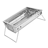 Pssopp Fornello da Tavolo per Barbecue Portatile Pieghevole in Acciaio Inossidabile con Griglia a Carbone 13,1x8,9x3,1 Pollici Prese d'aria Laterali Leggere e Pieghevoli per Campeggio, Escursionismo,