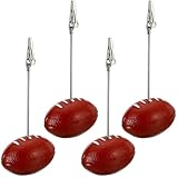H&W 4PCS Football Base Alligator Clip Place, Card Holder for Football Fans, Table Memo Number Name Card Holder for Office Menu Wedding Party Events Decoration