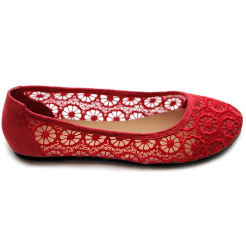 Ollio Women's Ballet Shoe Floral Lace Breathable Flat3