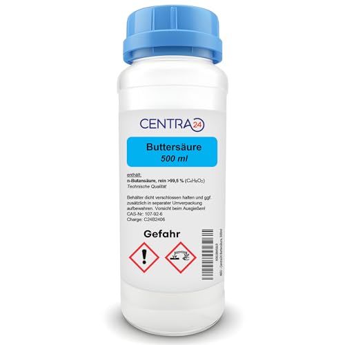 Centra24 Buttersäure 500ml, 99,5%, n-Butansäure, Propylcarbonsäure, Butric Acid, C4H8O2, Labor...