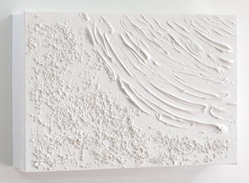 Tapa de Contador Pintada a Mano, Minimalista, Toda en Blanco, con Relieve, 37x22x4 cm (41x26x6 cm medida exterior) 100% Original, Incluye Tornillos y Tacos para la Pared