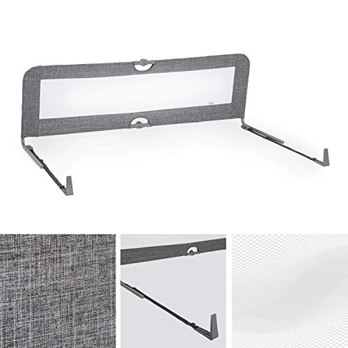 hauck Bettschuztgitter Sleep N Safe Plus XL für Kinder 18 Monate bis 5 Jahre, Großer Rausfallschutz Bett für Elternbett 150 x 50 x 44 cm, Faltbar, Tragbar, Bettgitter für Kleinkinder (Melange Grey)