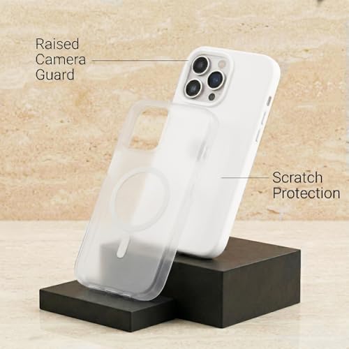 Image of amazon basics Luxury MagSafe Compatible Magnetic Case for iPhone 15 Pro | Soft Touch Matte Pastel Finish | Shockproof Back Cover with Camera Protection (White)