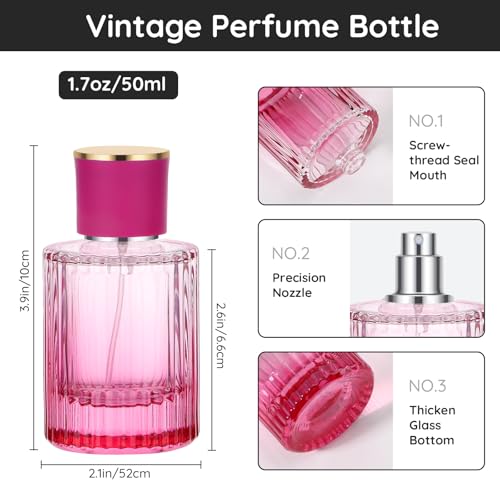 Segbeauty 50ml Perfume Travel Refillable, 1.7 Oz Cologne Atomizer Sprayer for Perfume, 2 Pacs Vintage Empty Perfume Bottles Perfume Spray Bottle Glass Bottle Toiletries Sample Container for Dispensing