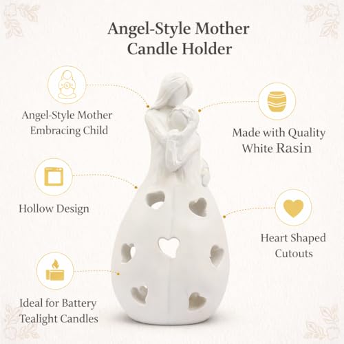 Image of CraftVatika Mother Baby Statue Showpiece with Backlit Tealight Candle Holder, Decorative Showpiece Items for Living Room,Home Decor Items, Mother's Day, Baby Shower Gifts for Mom to be, Birthday Gift