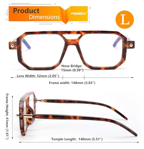 Image of FEISEDY Vintage Square Blue Light Blocking Reading Glasses Women Men B0090 | 70s Flat Aviator Glasses,Aviator readers