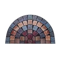 Nicoman Tile Heavy Duty Boot Scraper Doormat, Non-Slip Anti-Fatigue Eco-Friendly Rubber Indoor/Outdoor Door Mat, Halfmoon (75x44cm), Blue Border