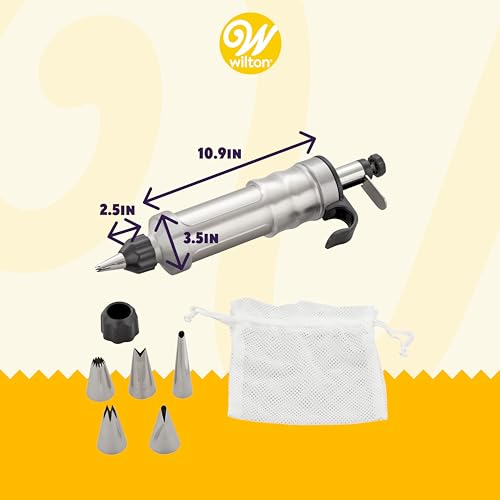 Wilton Dessert Decorator Pro Cake Decorating Tool, Stainless Steel Frosting Piping Kit, Cake and Cupcake Icing Decorating, Deviled Egg Piping Tool (Silver)
