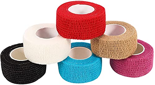 Veraing 6 Stück Pflasterverband Kohesive, Wundpflaster Haftbandage Cohesive Bandage Selbsthaftende Finger Tape 2,5 cm Breite Für Finger, Hand, Zehen Cover