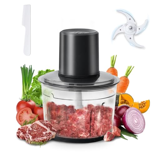 Olayks Electric Food Chopper, 8-Cup Food Processor with 4 Sharp Blades, 2.2L Glass Bowl Grinder for...