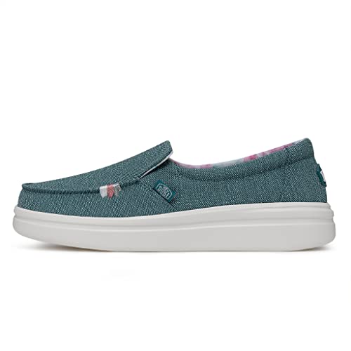 Image of HEYDUDE Women's Misty Rise Slip On Loafers | Woven Textile Platform | Printed Lining, Removable Insole, Rubber Sole, Cotton Interior