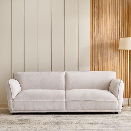 Image of Home Centre | Morrison Fabric 3-Seater Sofa | Sofa for Living Room | Solid Wood | Beige | 1 Year Warranty