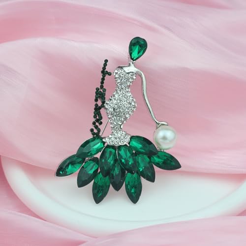 Image of Greek Sorority Brooch Pin for Women Sorority Gift Paraphernalia Jewelry Green Rhinestone Pearl Brooch Pin Sisterhood Graduation Gift for Soror Sister