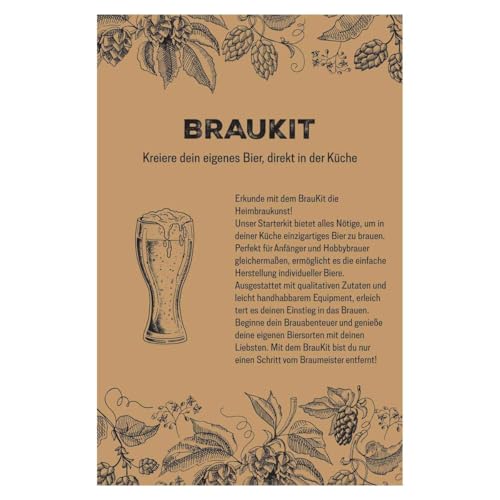 Braukit - Helles Bierbrauset mit 5L Gärflasche | Malzmischung, Hopfen, Hefe, Thermometer, Reiniger, Abfüller | Einfache Handhabung, Perfekt für Einsteiger | Geschenk für Männer
