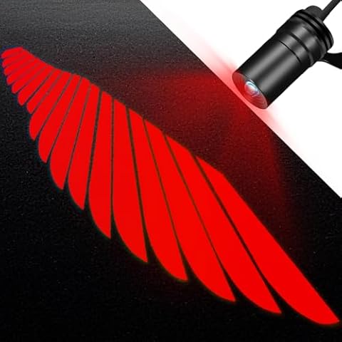 SPNANMA 2026 Upgraded 2PCS Motorcycle LED Underglow Kit with Angel Wing Projector Lights, Waterproof Underbody Ghost Shadow Lights for Motorcycles and Scooters, 7000K Red Light Cover