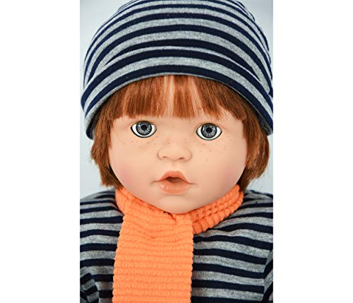 BiBi Doll 18" Baby Doll Boy with Dummy & Sounds, Lifelike Ginger Hair, Realistic Freckles, Soft Body, Open & Close Eyes - Image 3