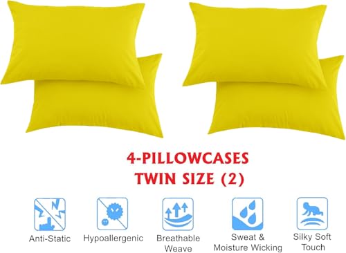 Elegant Comfort Luxury Soft Bed Sheets 1500 Premium Hotel Quality Microfiber Softness Wrinkle and Fade Resistant (6-Piece) Bedding Set, Full, Yellow