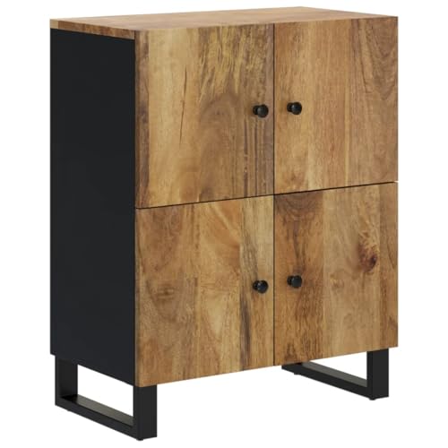 vidaXL Aparador con 4 Puertas, Armario Auxiliar de Almacenaje, Mesa Consola, Mueble para Salón Dormitorio, Madera Maciza de Mango 60x33x75 cm