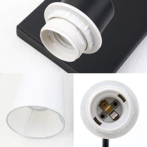 Yosoan 2-Pack Elegant Modern Rustic Wall Sconce, White Long Cone Fabric Textile Lamp Shade With Long Base Matte Black Eastern Minimalism Style Lighting Fixture(Black) #TOP5