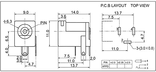 Conector de Alimentación DC 5.5 x 2.1 mm 50 Piezas miniatura 3