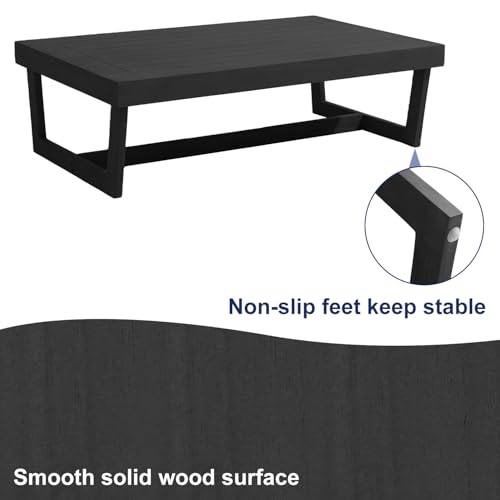 Image of Pia Ricoo 6-Piece Patio Furniture Set, Outdoor Wood Sofa with Loveseat, 2 Chairs, Coffee Table & Side Table, All-Weather Conversation Set for Backyard /Deck /Lawn - Dark Gray /Dark
