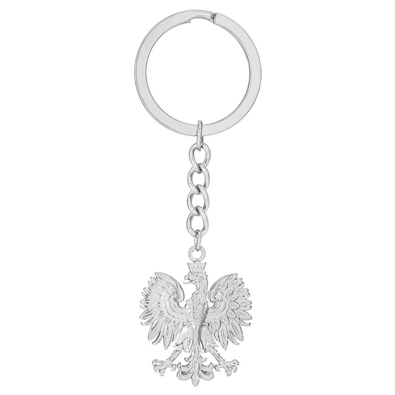 THINCAN Porte-clés Aigle Pologne pour hommes et femmes en acier titane pendentif porte-clés cadeau vintage bijoux amulette décor sac à dos