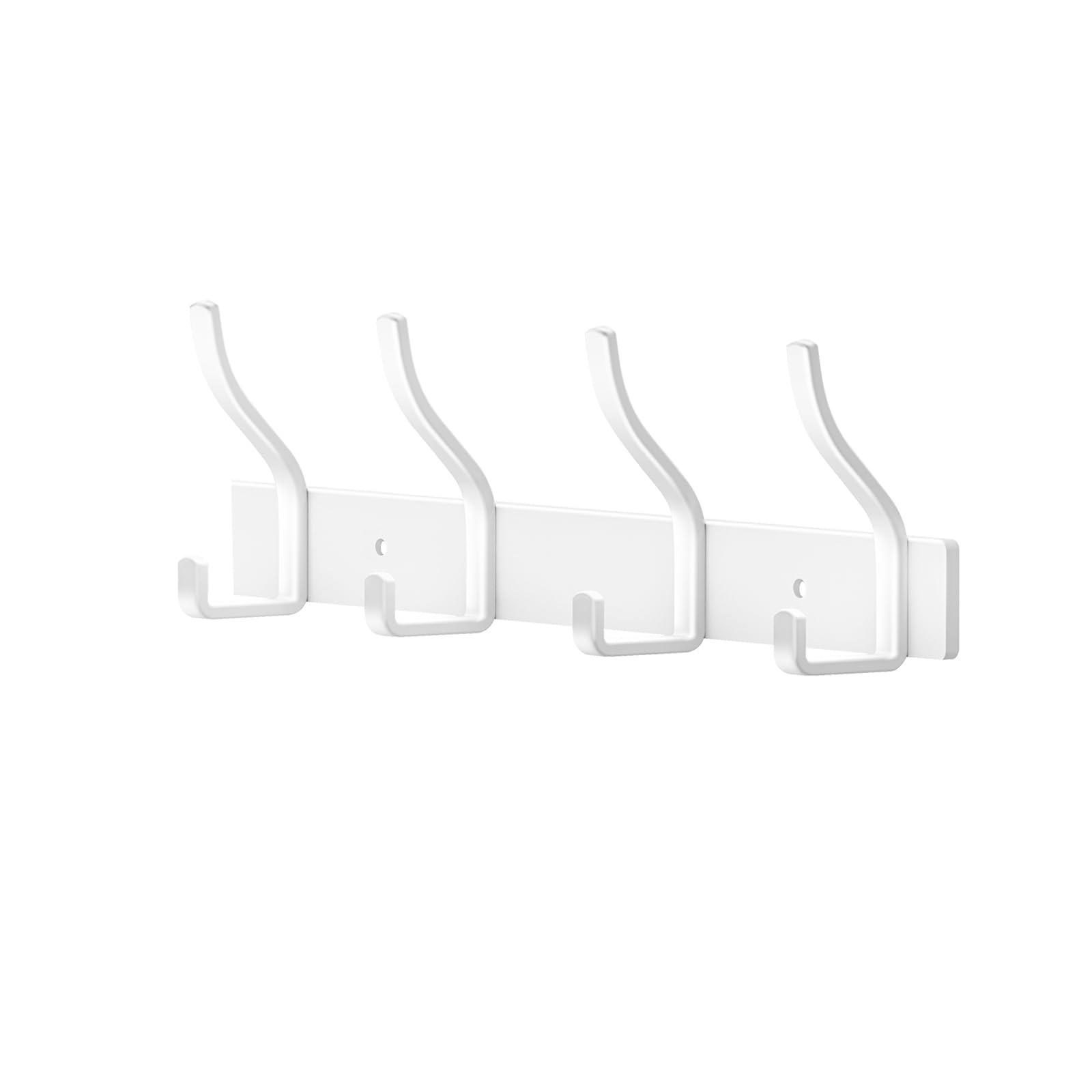 MEIJO Coat Hooks Wall Mounted Stainless Steel, White Coat Rack Wall Mounted with 4 Hooks Heavy Duty Coat Hooks for Door, Bathroom, Bedroom, Kitchen (White, 4 Hooks)