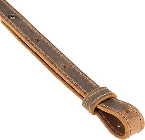 Leather Buffalo Rifle Gun Sling Vintage Brown Crazy Horse/Hand Stitched 1\" Wide Crazy Horse Rifle Sling No Slip Adjustable Strap - Thumbnail 2