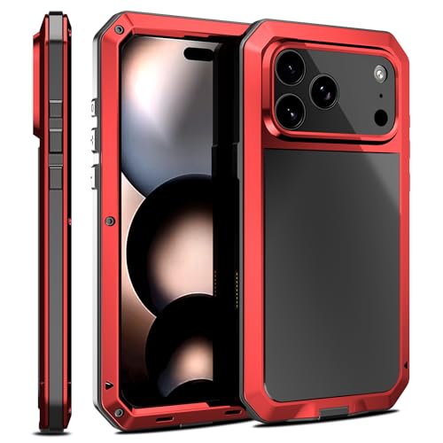Coque en aluminium iPhone 17 Pro Max rouge robuste luxe