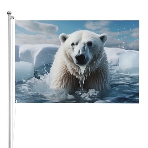 Drapeau ours polaire 122x183 cm en polyester 200D robuste avec œillets