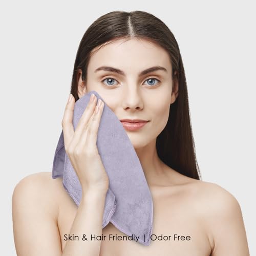 Image of HOUSSE Organic Microfiber Face Towel Dapple Grey | Exfoliating & Makeup Remover | Antibacterial for Sensitive Skin | Sustainable 450 GSM | Soft Touch Set | 30x30 cm | Pack of 6