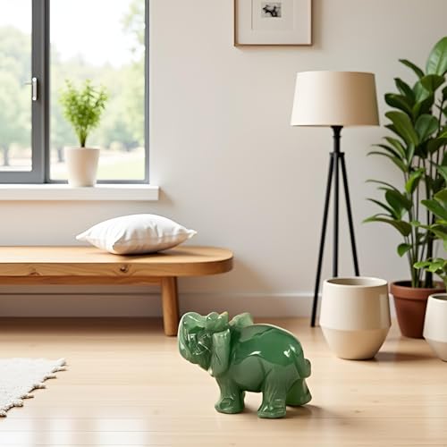 Figura decorativa elefante de piedra jade natural verde miniatura 3
