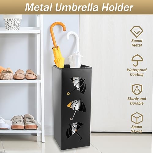 Keyohome Metal Umbrella Holder FreeStanding Umbrella Stand 16x16x42CM Hollow-Out Design Square Umbrella Storage Rack Decorative Umbrella Stand for Hallway Entryway Home Hotel Office - Cosy Home Interiors Keyohome Metal Umbrella Holder FreeStanding Umbrella Stand 16x16x42CM Hollow-Out Design Square Umbrella Storage Rack Decorative Umbrella Stand for Hallway Entryway Home Hotel Office - Image 3
