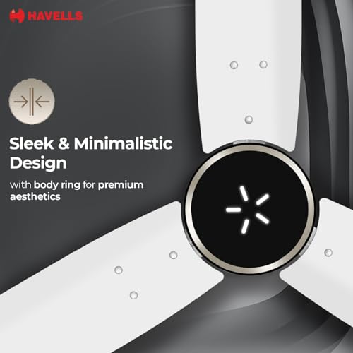 Image of Havells EPIC SIGNIA BLDC Ceiling Fan 1200mm, 5 star, LED Speed Indicator, 380 RPM, Up to 65% Savings, Reverse Rotation,4 Speed Modes, Low Wattage 30W, Low Noise, Air Flow:225 CMM, White