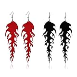 2 Pairs Vintage Transparent Acrylic Flame Dangle Earrings Set Dainty Passion Fire Punk Rock Hip Hop