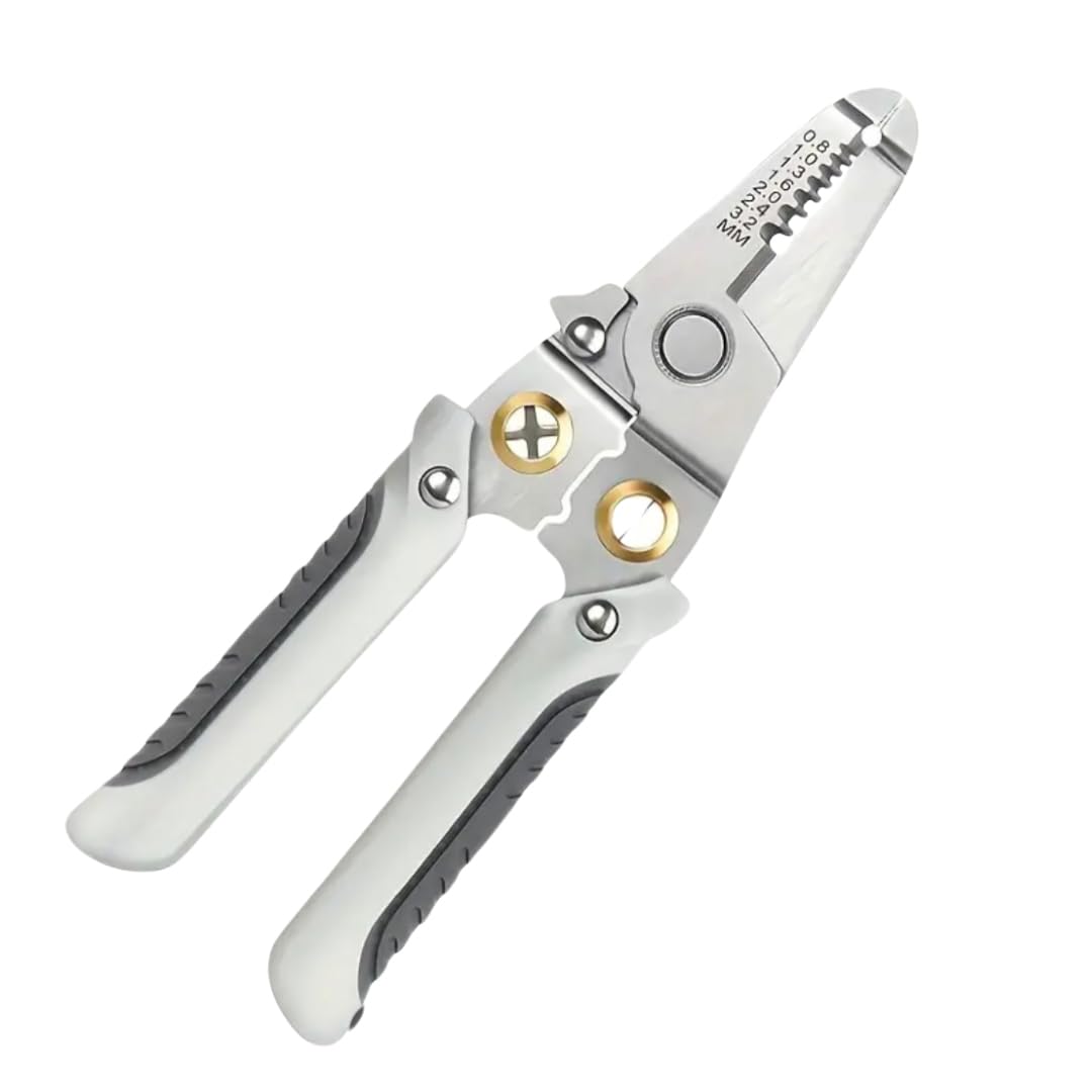 Multi-Purpose wire stripper, wire cutter, wire winder and Plier with Saftey lock.